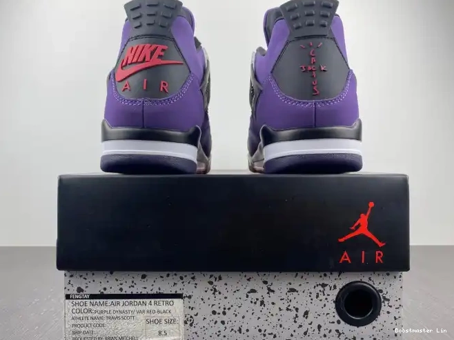 Bmlin shoes 4 (Friends Jordan and 766296 Travis Scott Retro LN4 Family) Purple 0623